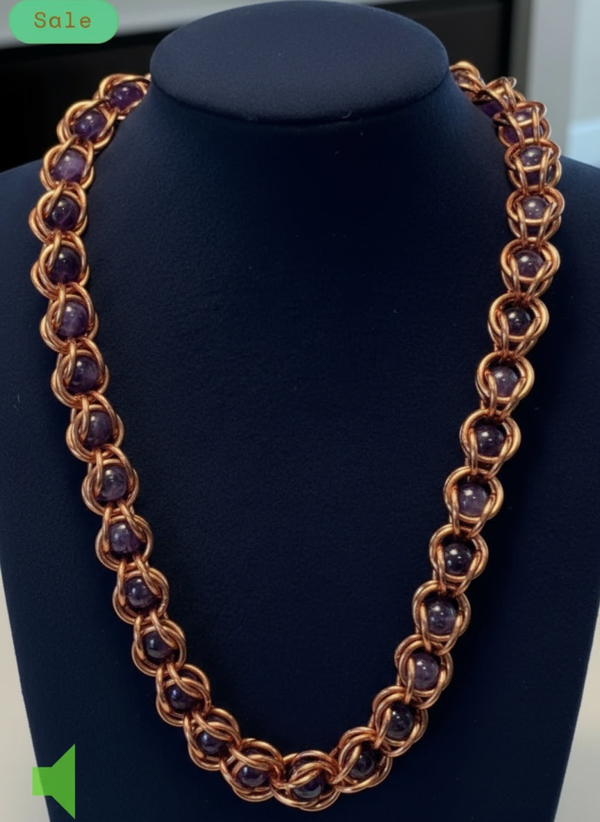 iamevibez Chunky Amethyst Byzantine Chain The Vibez Shop