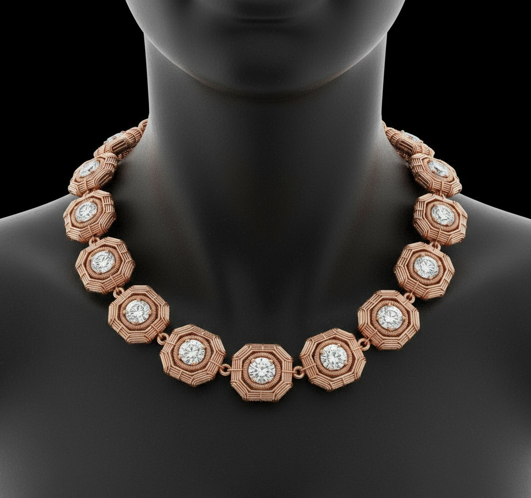 Copper Wire Wrapped Moissanite Tennis Chain Necklace The Vibez Shop