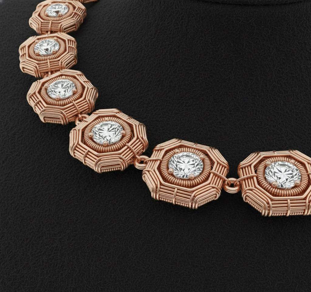 Copper Wire Wrapped Moissanite Tennis Chain Necklace The Vibez Shop