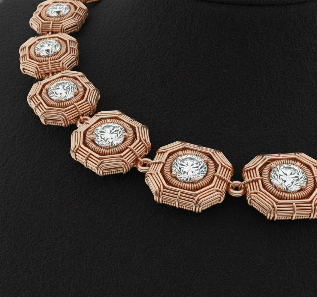 Copper Wire Wrapped Moissanite Tennis Chain Necklace The Vibez Shop