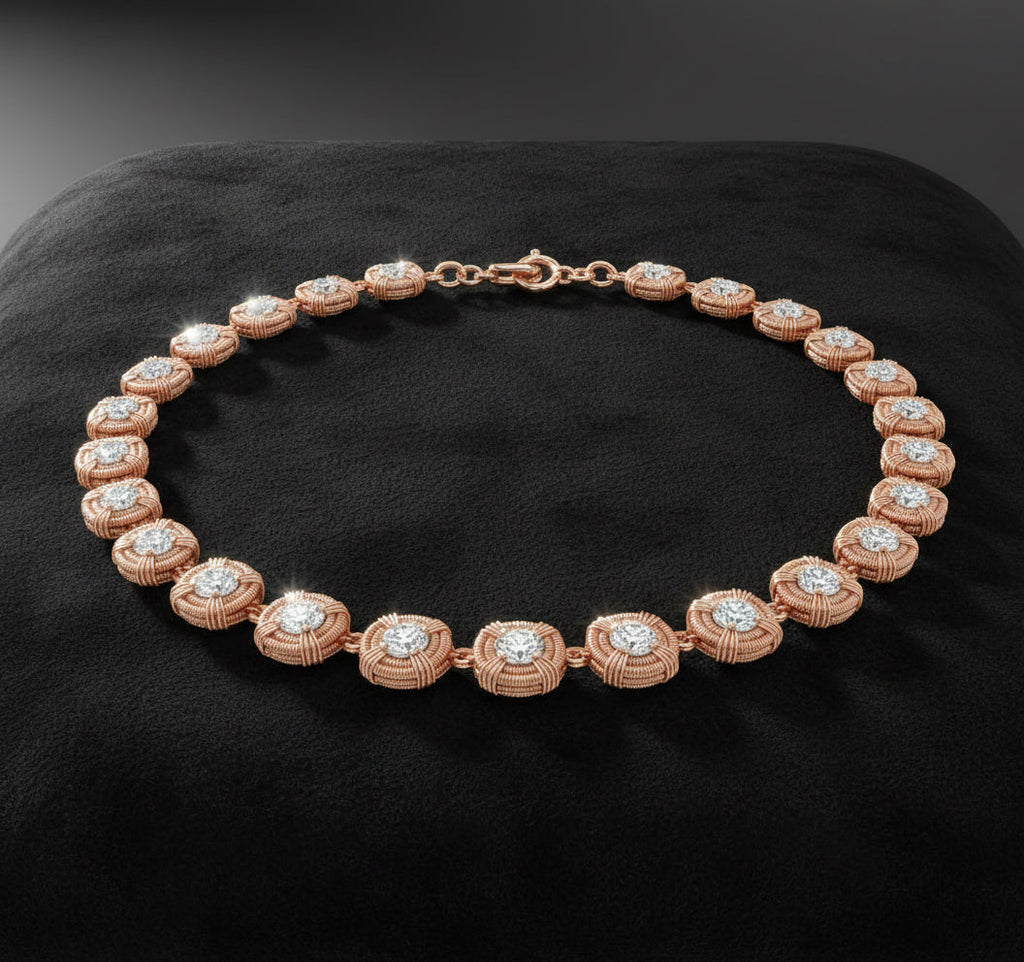 Copper Wire Wrapped Moissanite Tennis Chain Necklace The Vibez Shop