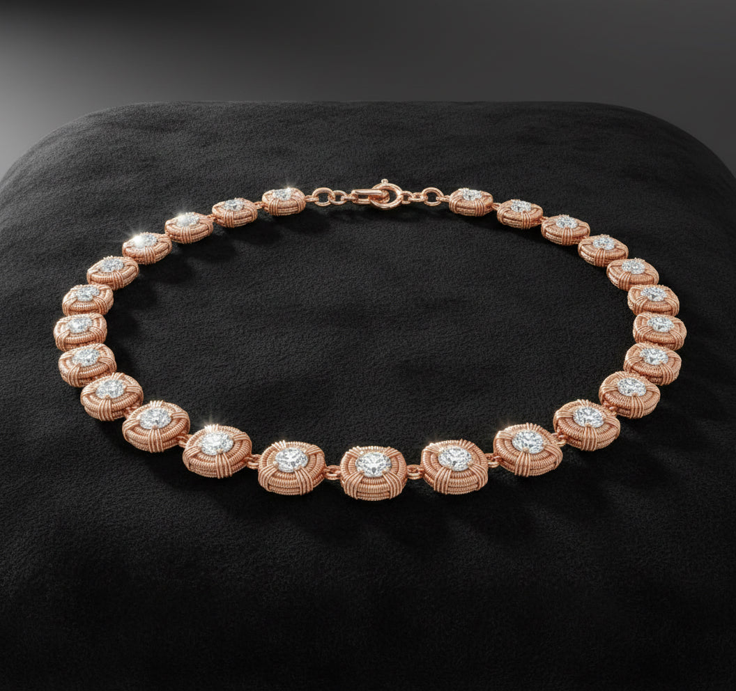 Copper Wire Wrapped Moissanite Tennis Chain Necklace The Vibez Shop