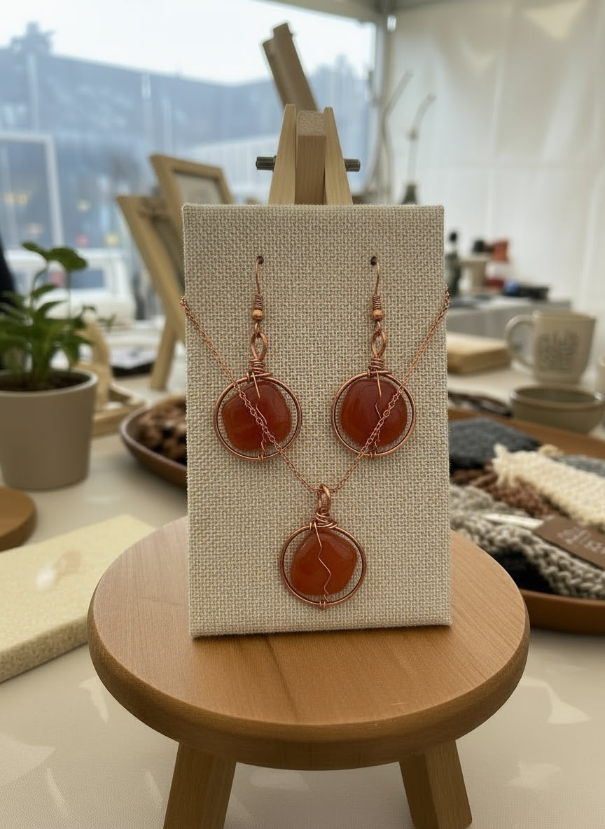 Wire Wrapped Crystal Necklace And Earring Set The Vibez Shop