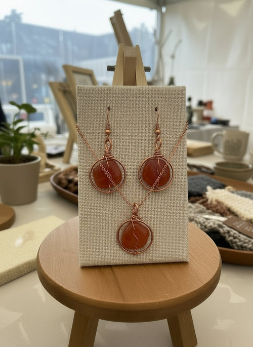 Wire Wrapped Crystal Necklace And Earring Set The Vibez Shop
