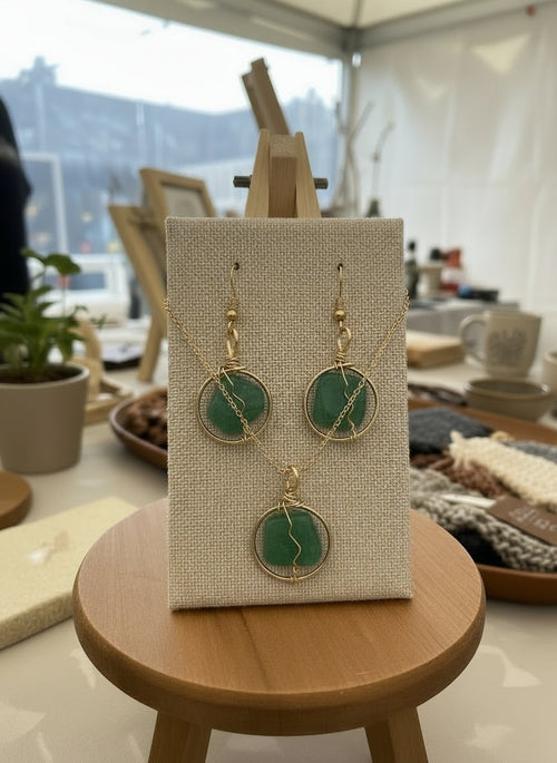 Wire Wrapped Crystal Necklace And Earring Set The Vibez Shop