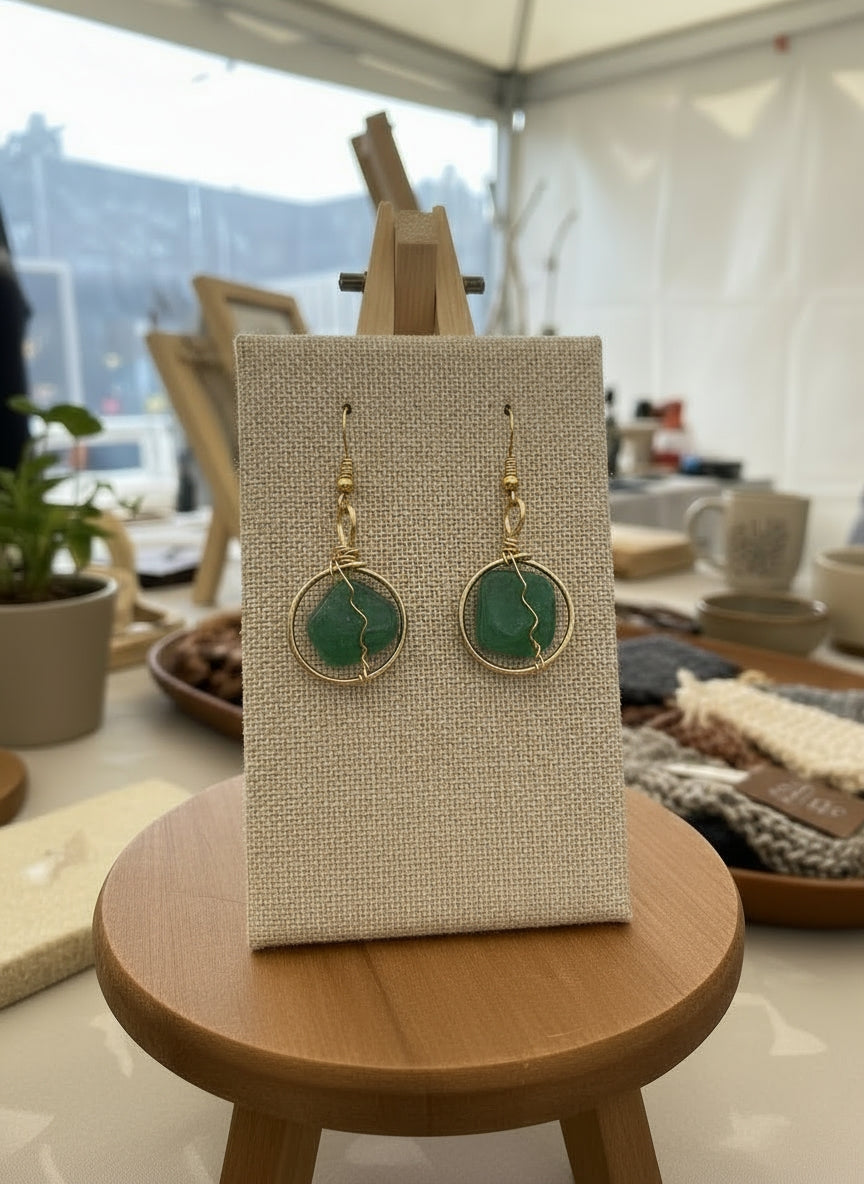 Wire wrapped gold non tarnishing small Crystal Earrings The Vibez Shop