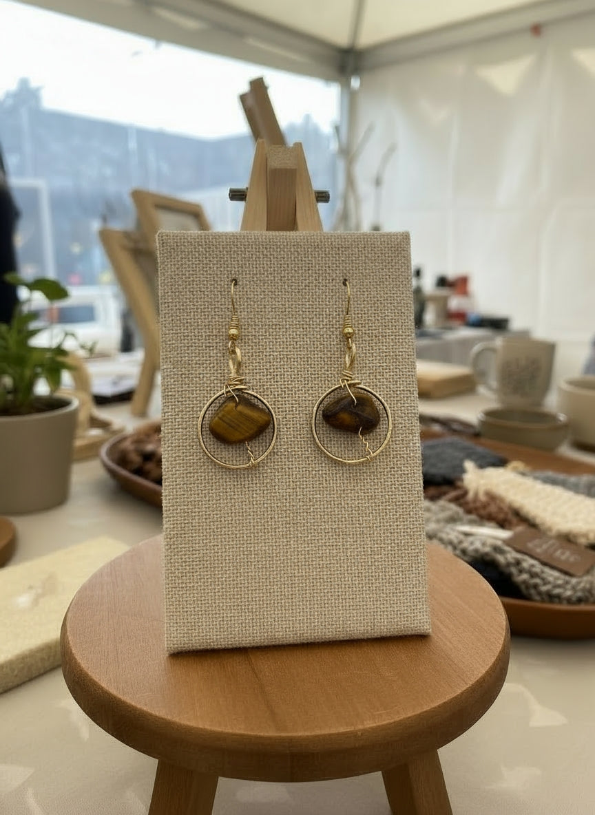 Wire wrapped gold non tarnishing small Crystal Earrings The Vibez Shop
