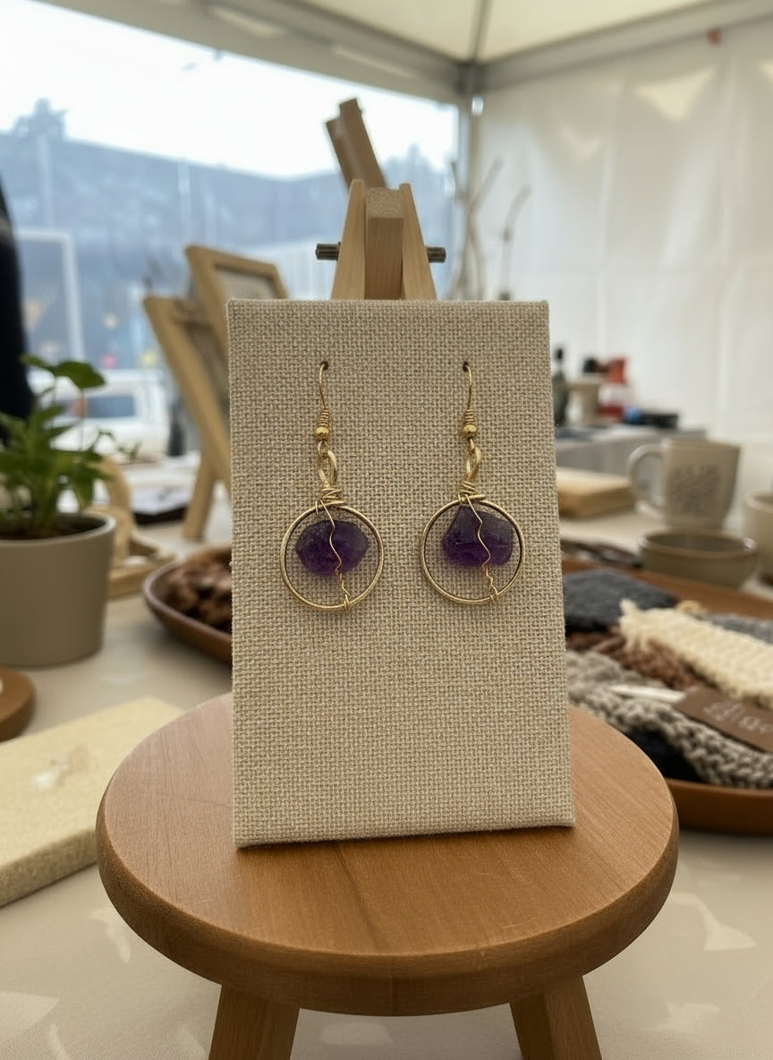 Wire wrapped gold non tarnishing small Crystal Earrings The Vibez Shop