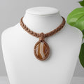 Custom copper wire wrapped agate necklace with braided necklace cord The Vibez Shop
