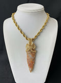 Gold wire wrapped non-tarnishing Jasper arrowhead necklace The Vibez Shop