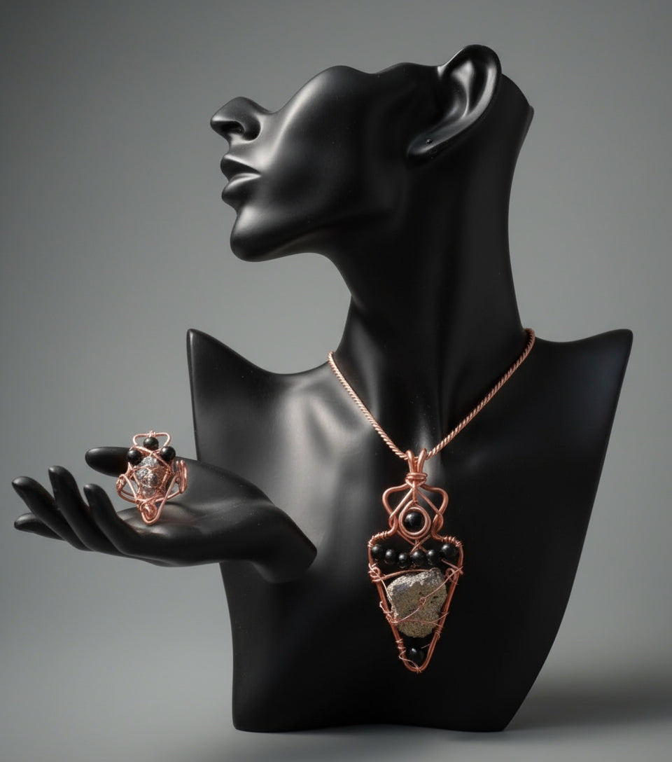 iamevibez Black Onyx And Pyrite Dual Stone Set The Vibez Shop