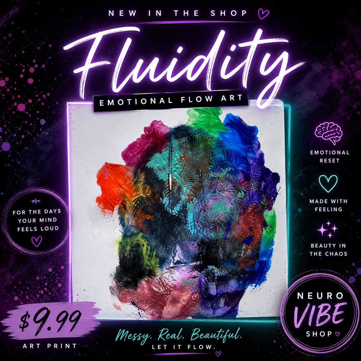 NeuroVibe Fluidity: Emotional Flow Abstract Art Print NeuroVibe Shop