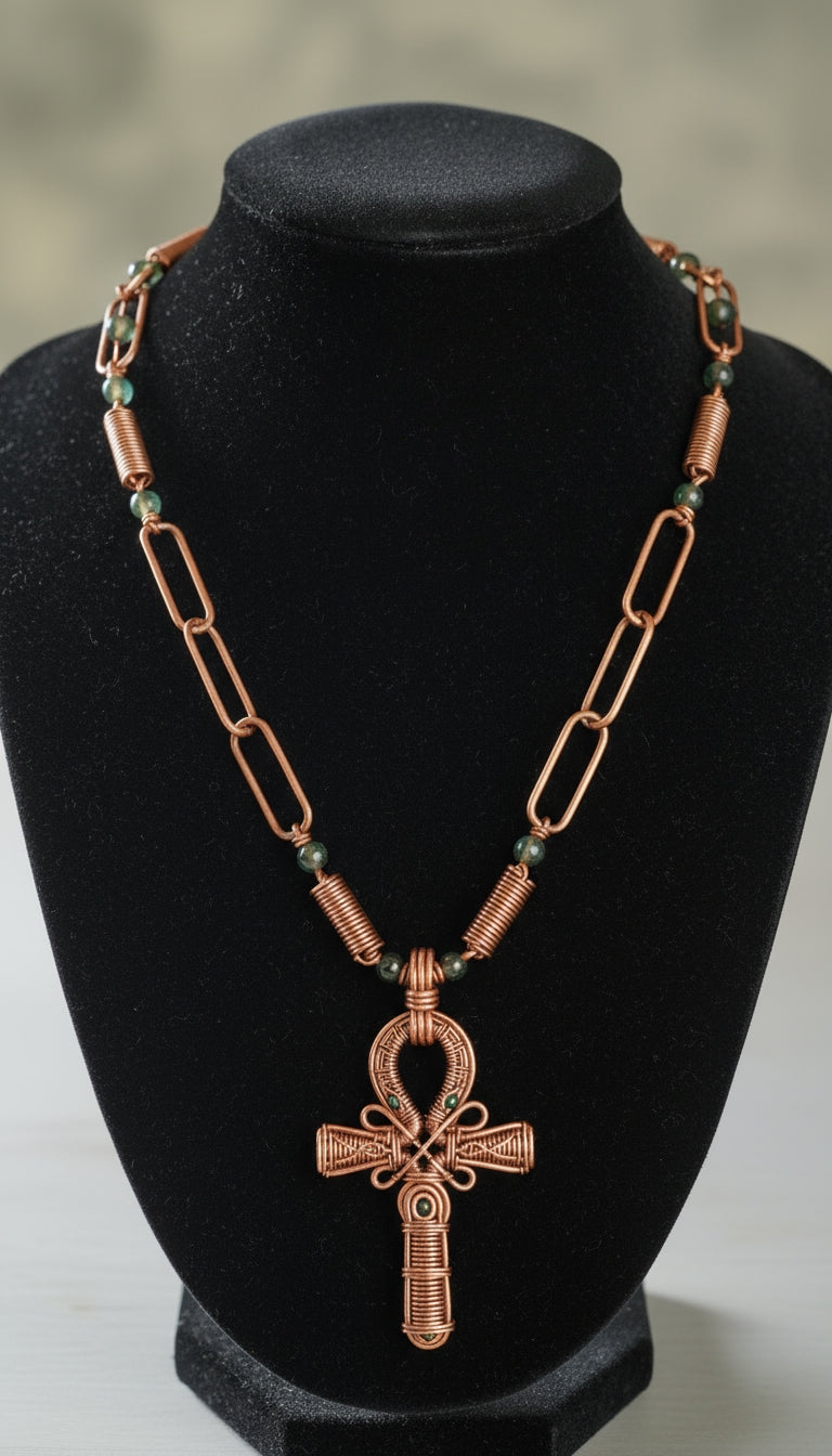 Copper Wire Wrapped Ankh Necklace The Vibez Shop