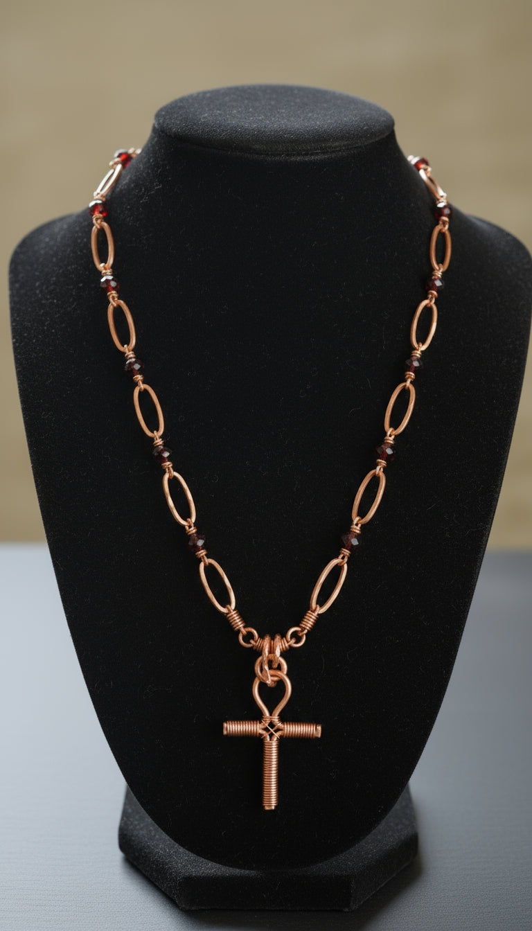 Wire Wrapped Beaded Ankh Necklace The Vibez Shop