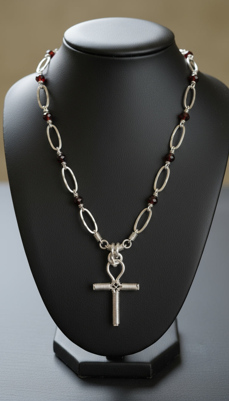Wire Wrapped Beaded Ankh Necklace The Vibez Shop