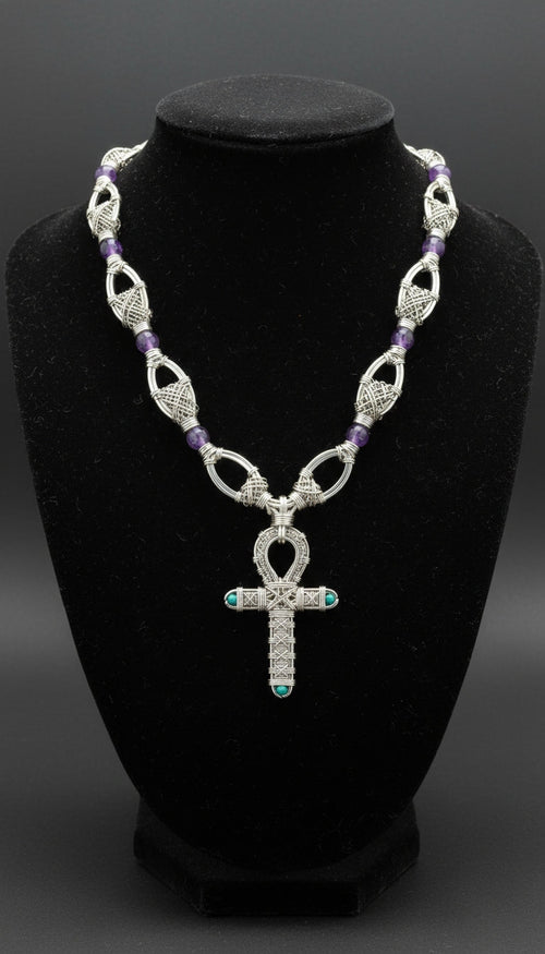 iamevibez Non Tarnishing Silver Amethyst And Turquoise Necklace The Vibez Shop