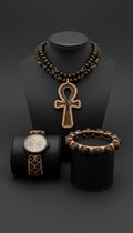 iamevibez Copper Wire Wrapped Rare Ghanaian Wood Ankh Set The Vibez Shop