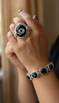 Sterling silver wire wrapped black Onyx ring and bracelet set The Vibez Shop