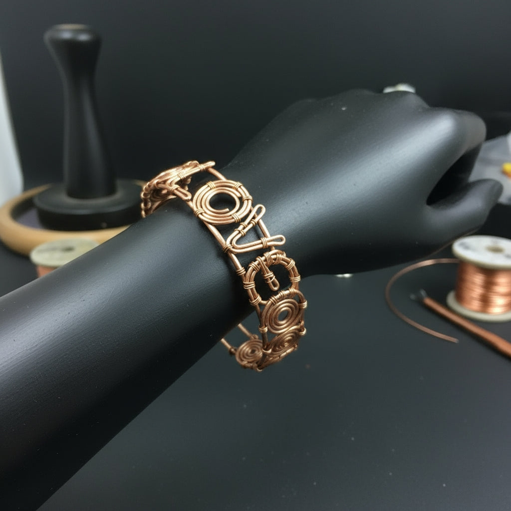 Copper Wire Wrapped Love Bracelet The Vibez Shop