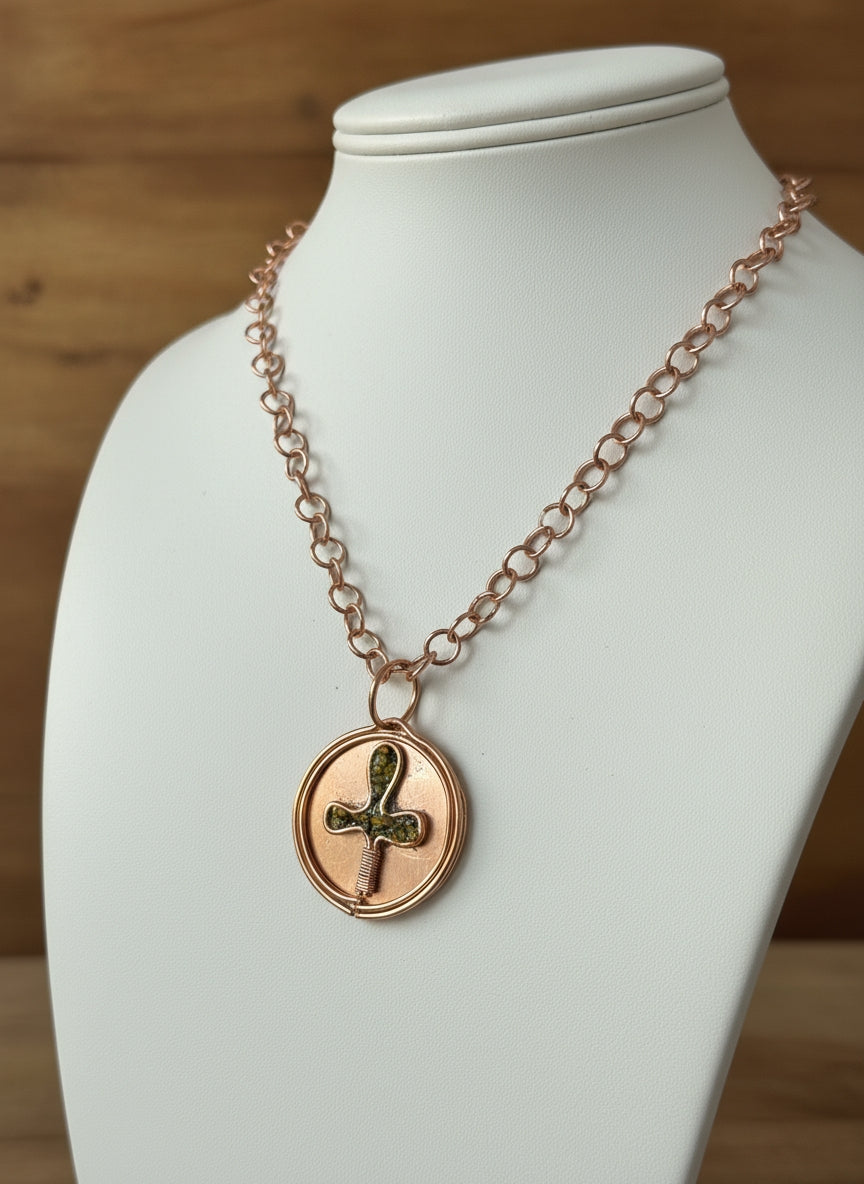Copper Wire Wrapped Ankh Coin Necklace The Vibez Shop