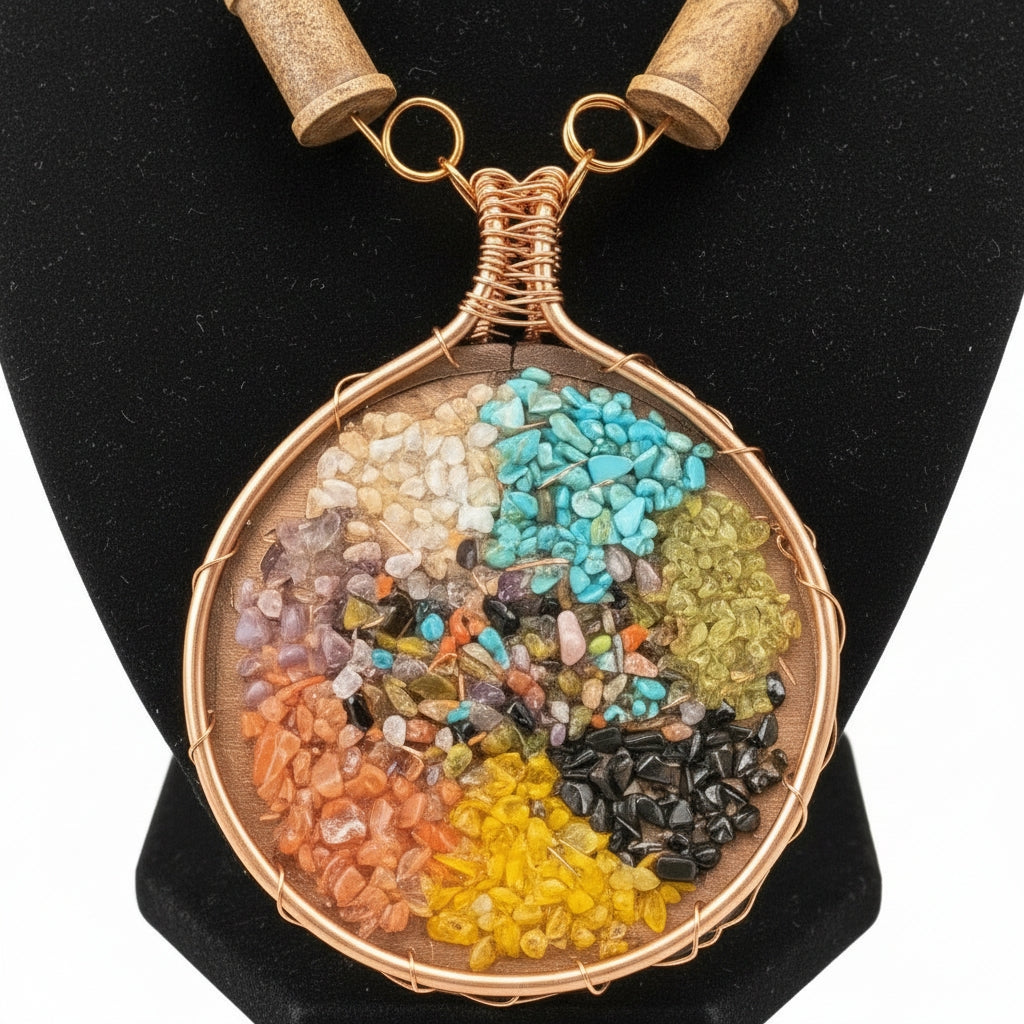 ￼ Custom Name Wire Wrapped Mango Wood/ Chakra Necklace The Vibez Shop