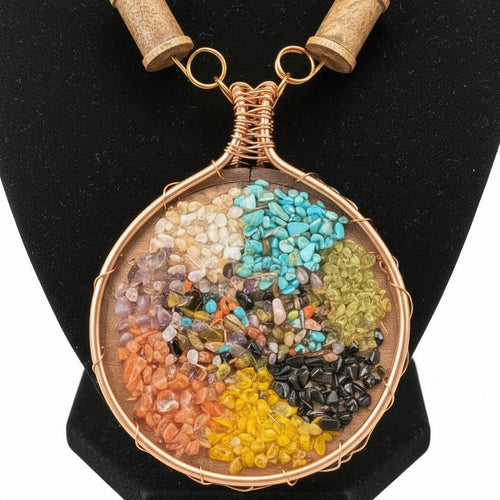 ￼ Custom Name Wire Wrapped Mango Wood/ Chakra Necklace The Vibez Shop