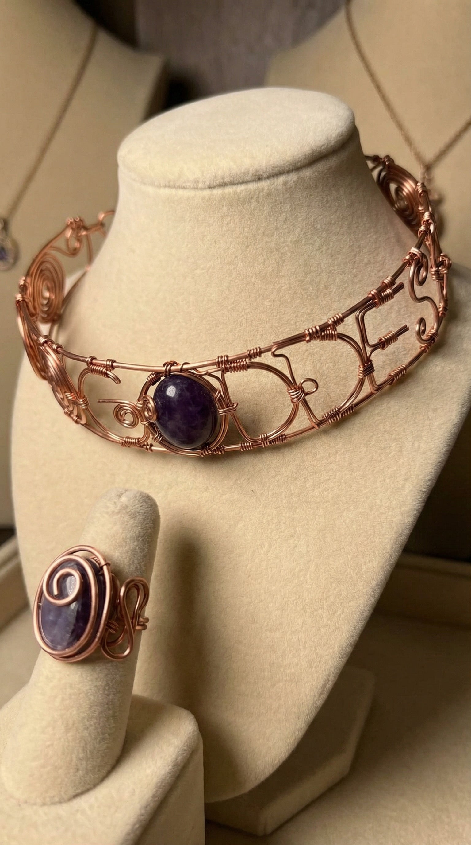 Custom Wire Wrapped Goddess Choker W/Stone The Vibez Shop