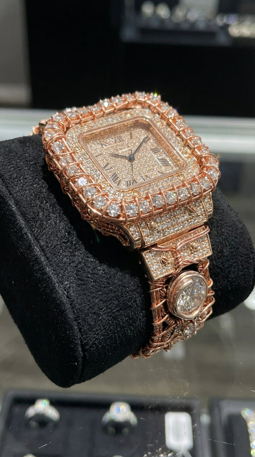 Call 505- 347-6539 to place a order on this piece:             Custom Wire Wrapped pure copper and rose gold moissanite diamond watch￼ The Vibez Shop