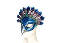 Metallic Blue Peacock Handmade Genuine Leather Mask Rockwell Masks