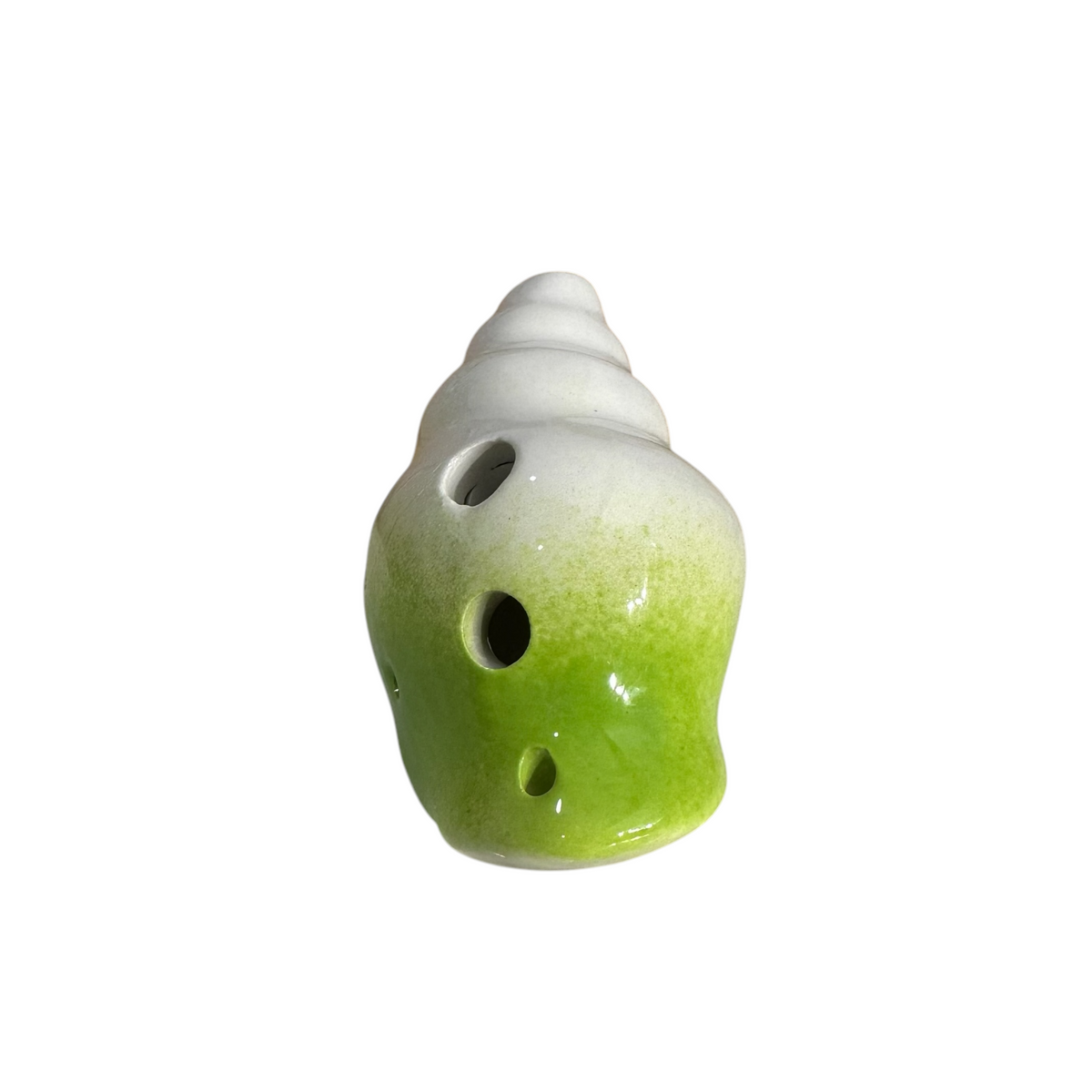 Handcrafted Lime Green Seashell Ceramic Ocarina – Musical Instrument Music Frog Co