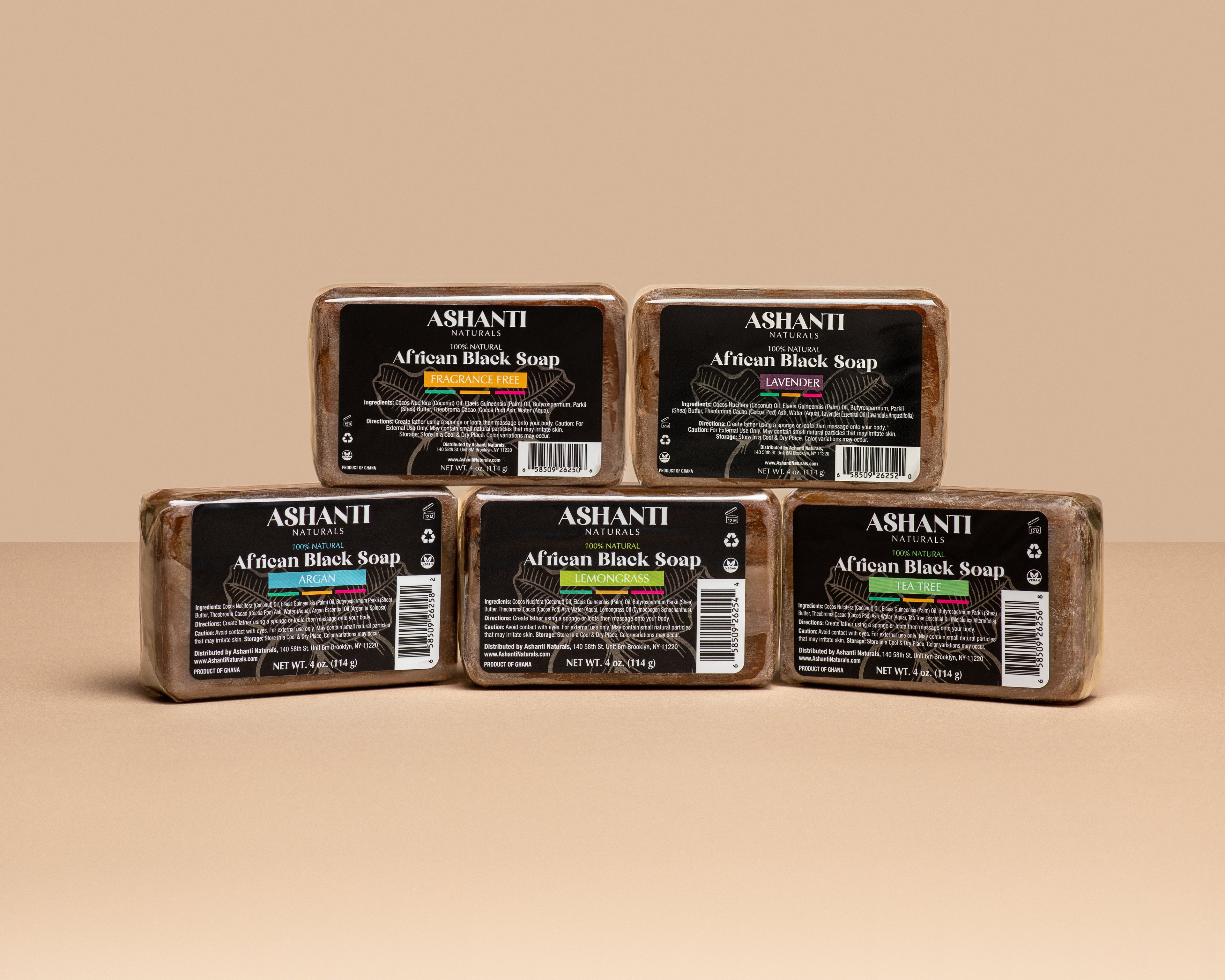 ASHANTI NATURALS 100% African Black Soap - Tea Tree AshantiNaturals
