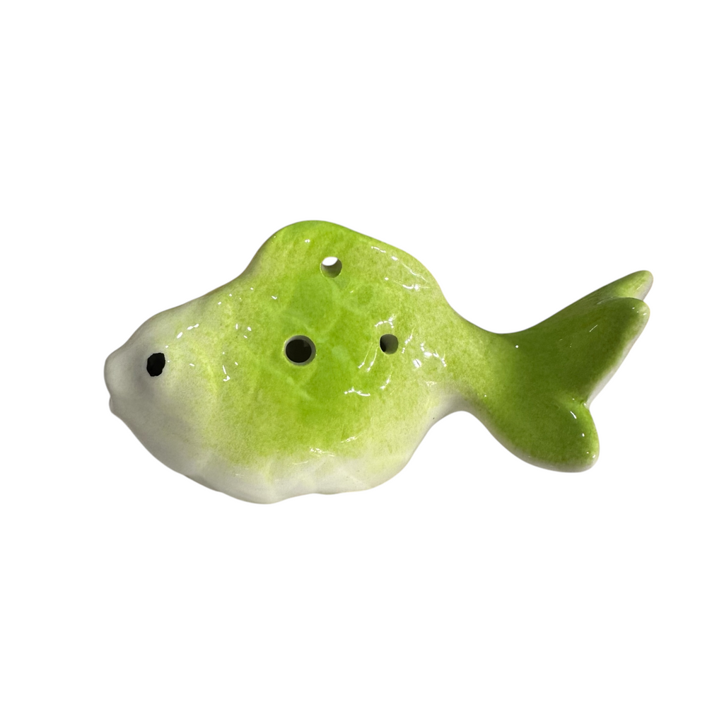 Ceramic Goldfish Ocarina Ocean Lime Green Music Frog Co