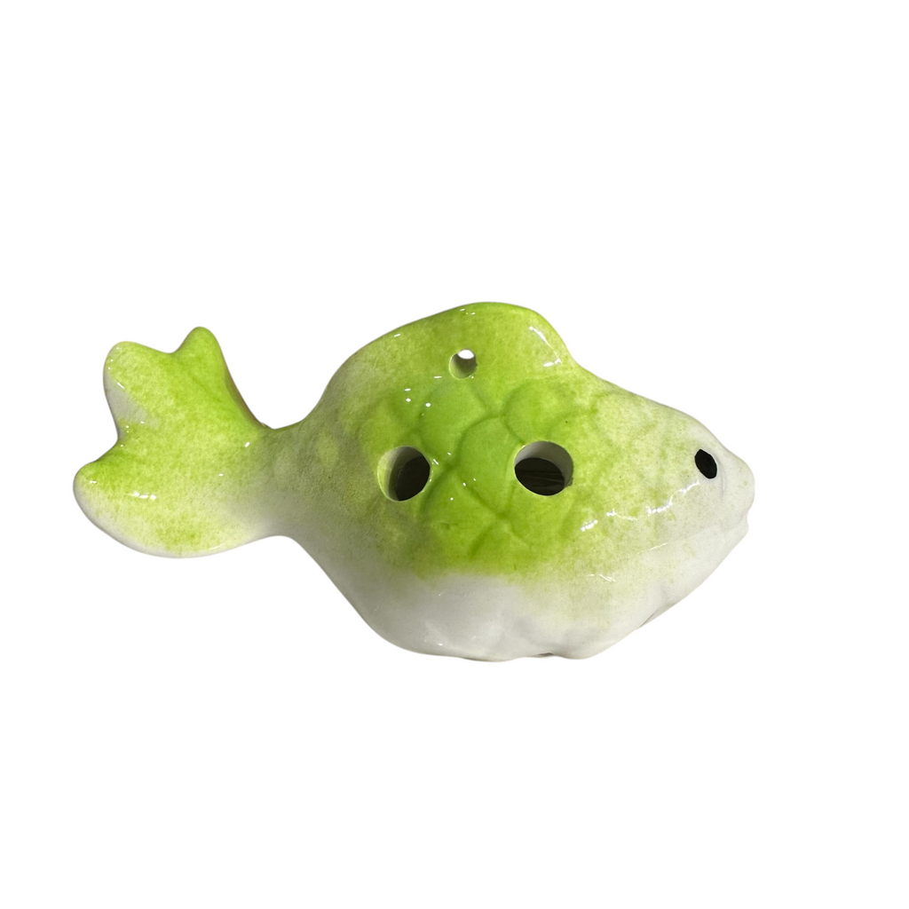 Ceramic Goldfish Ocarina Ocean Lime Green Music Frog Co