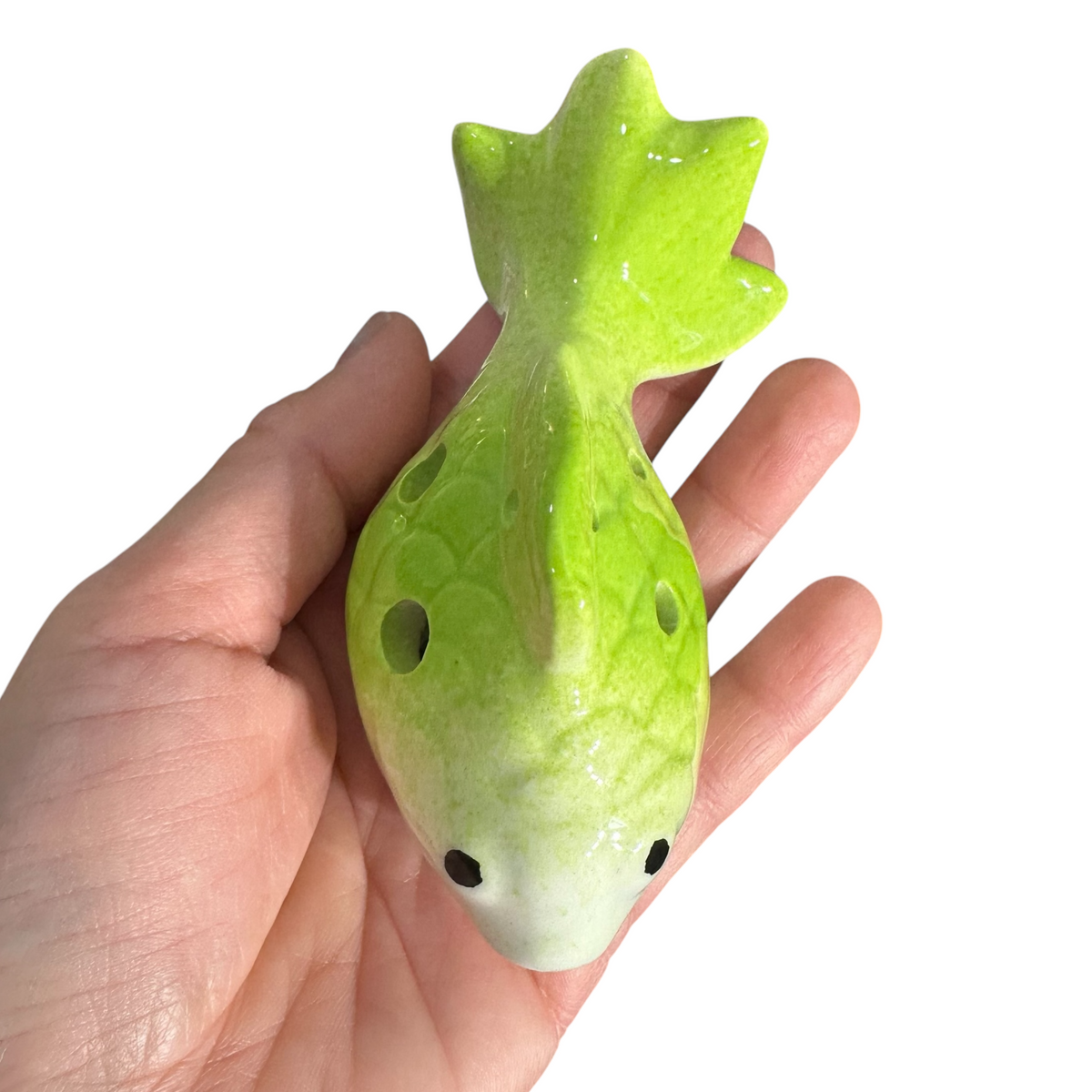 Ceramic Goldfish Ocarina Ocean Lime Green Music Frog Co