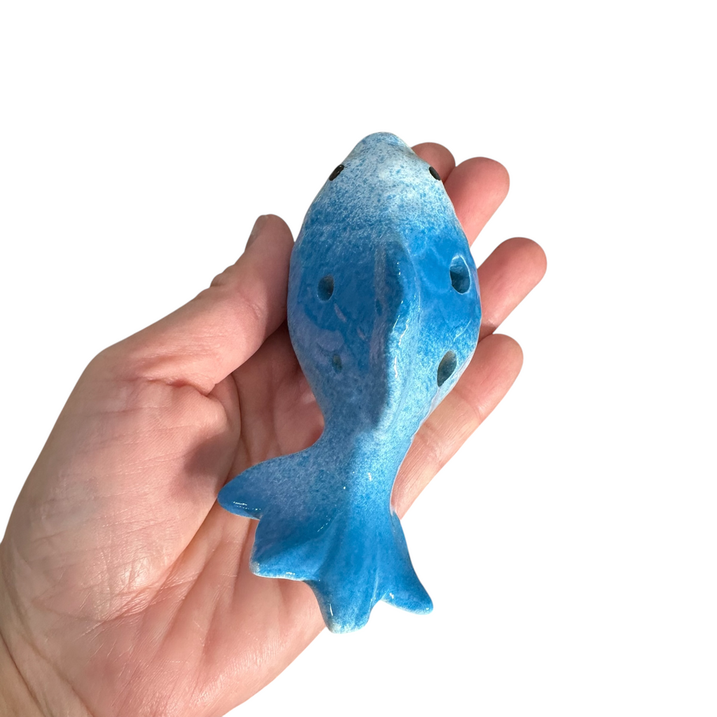 Ceramic Goldfish Ocarina Ocean Light Blue Music Frog Co