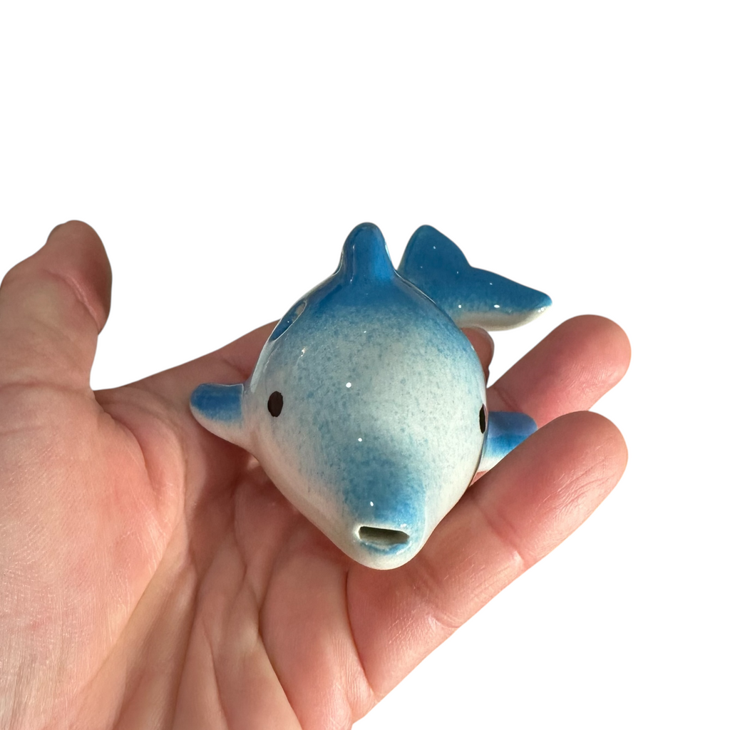Ceramic Playful Dolphin Ocarina Sky Music Frog Co