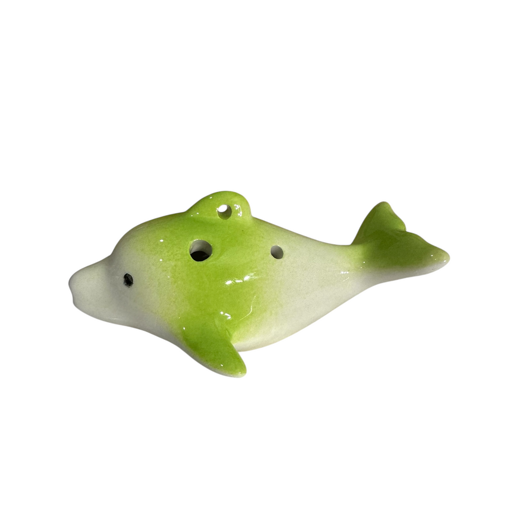 Ceramic Dolphin Ocarina Lime Green Music Frog Co