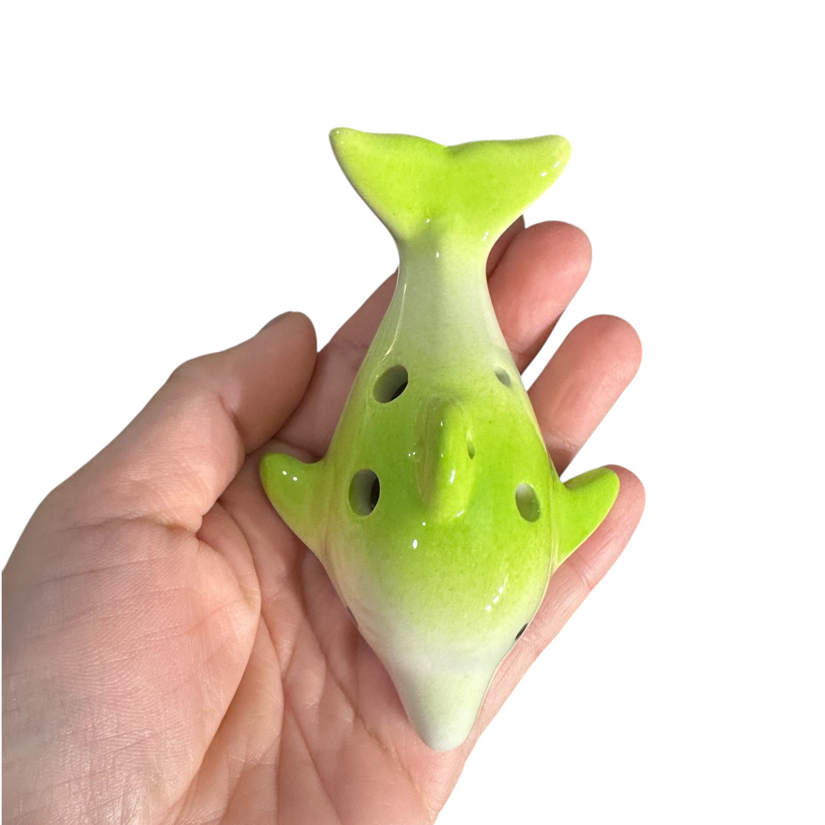 Ceramic Dolphin Ocarina Lime Green Music Frog Co