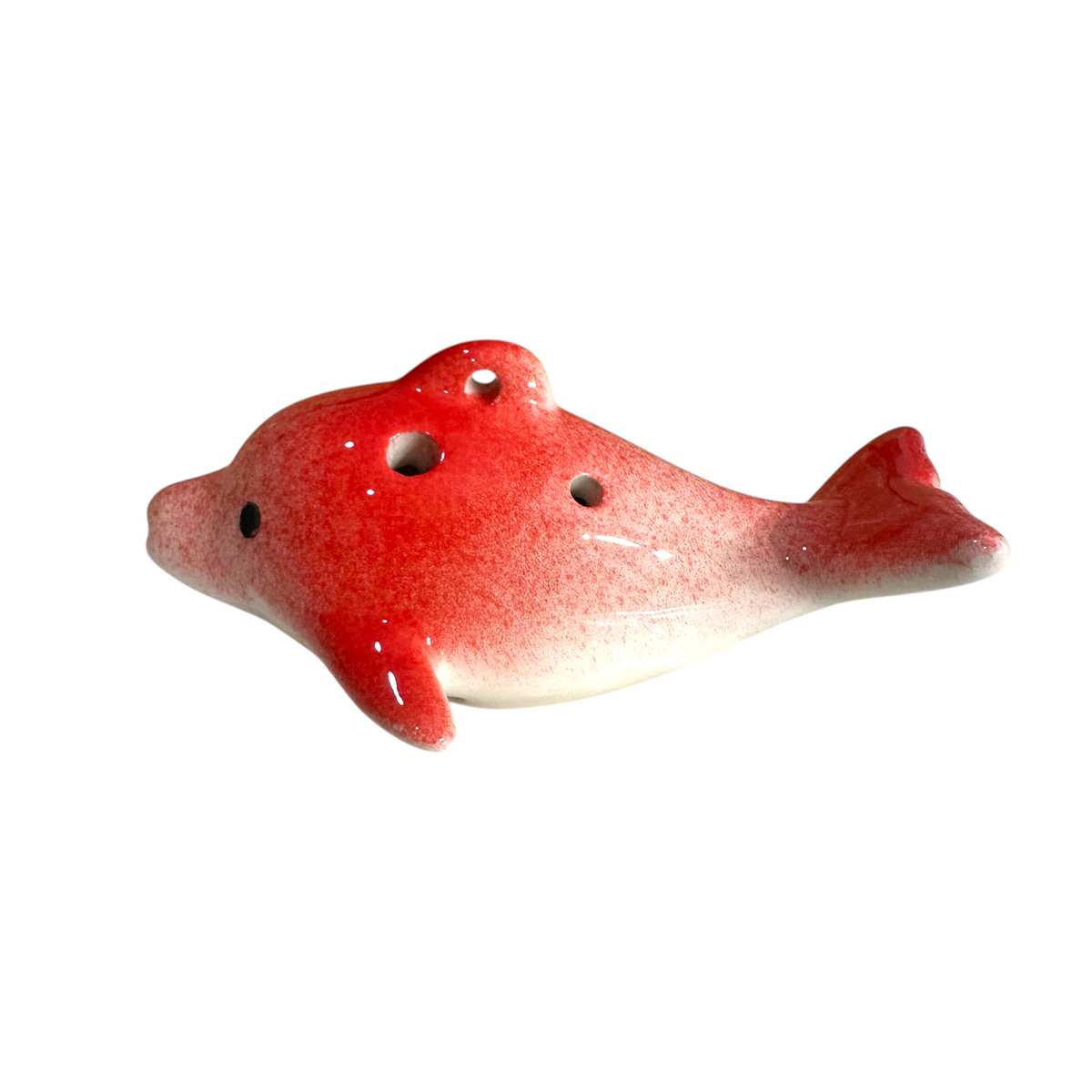 Ceramic Dolphin Ocarina Red Music Frog Co