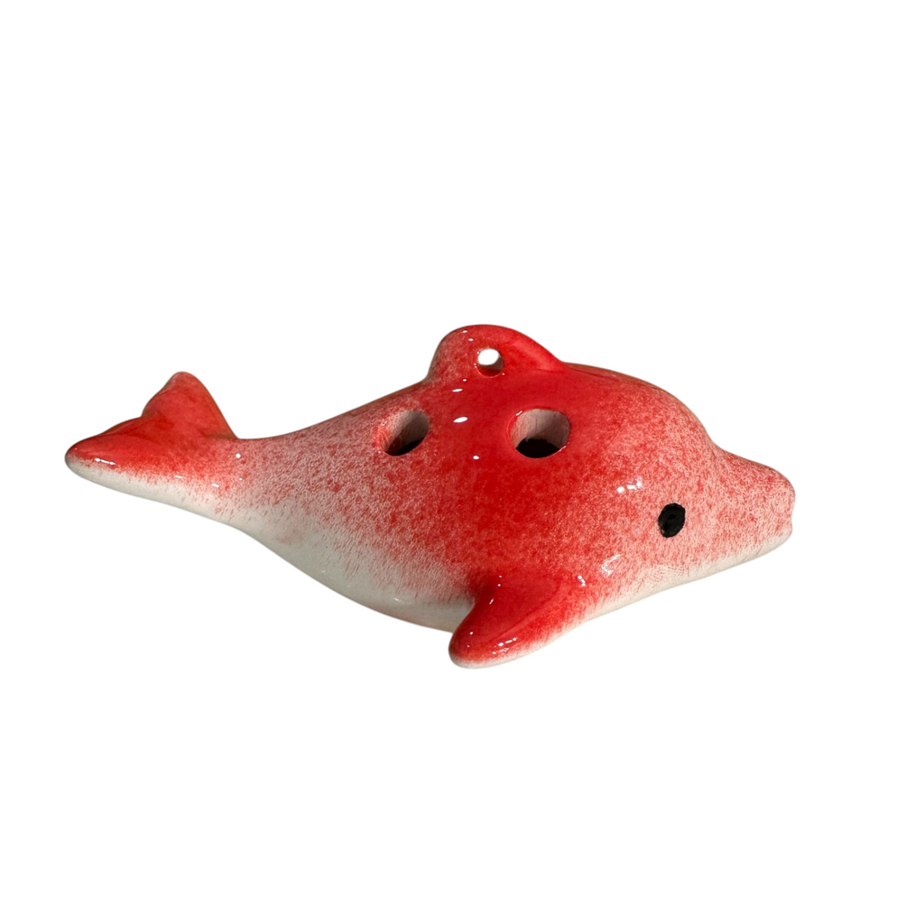 Ceramic Dolphin Ocarina Red Music Frog Co