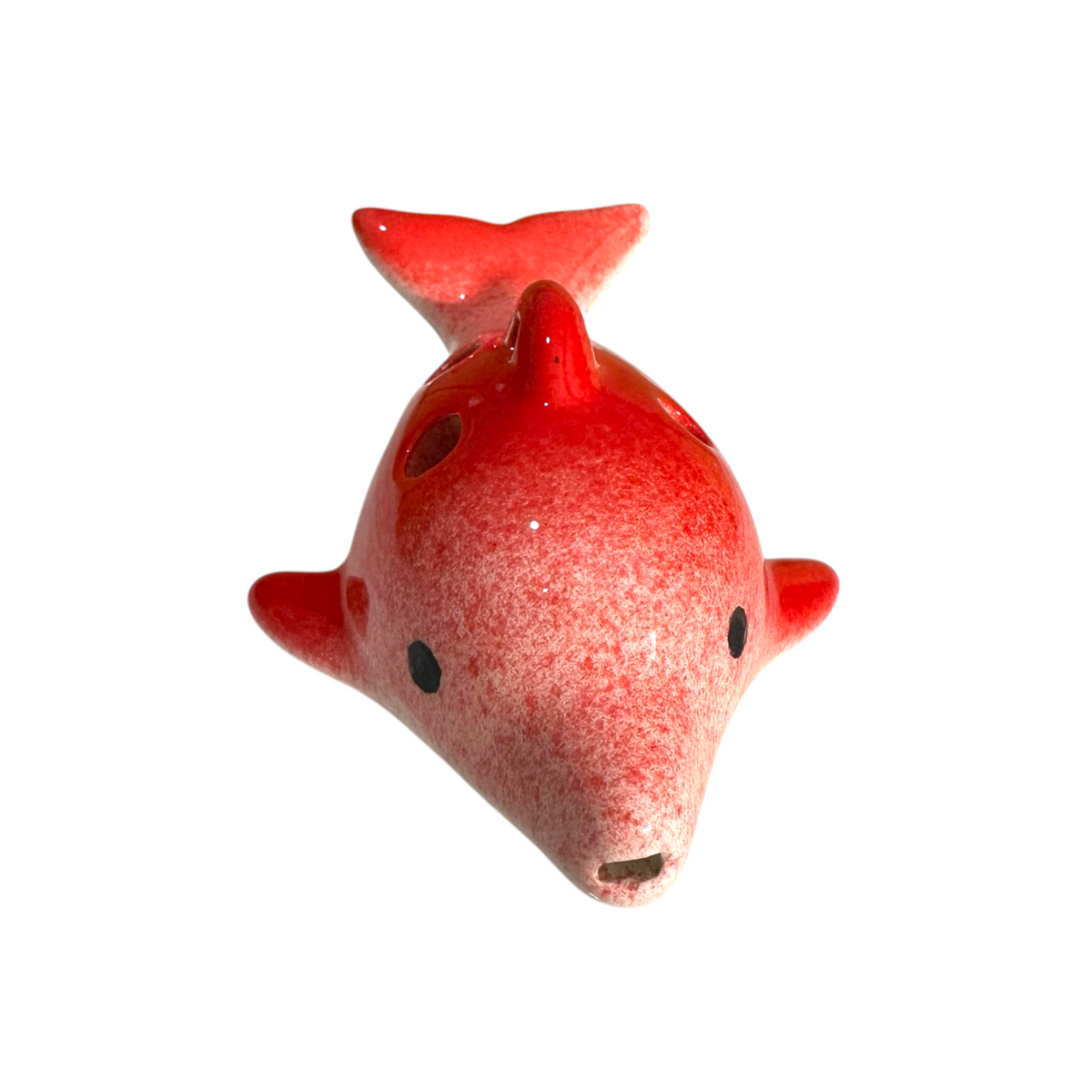 Ceramic Dolphin Ocarina Red Music Frog Co