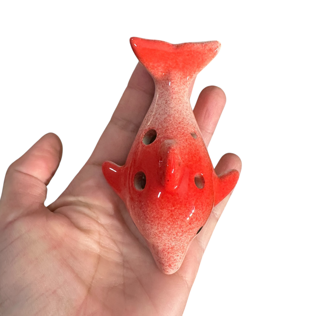 Ceramic Dolphin Ocarina Red Music Frog Co