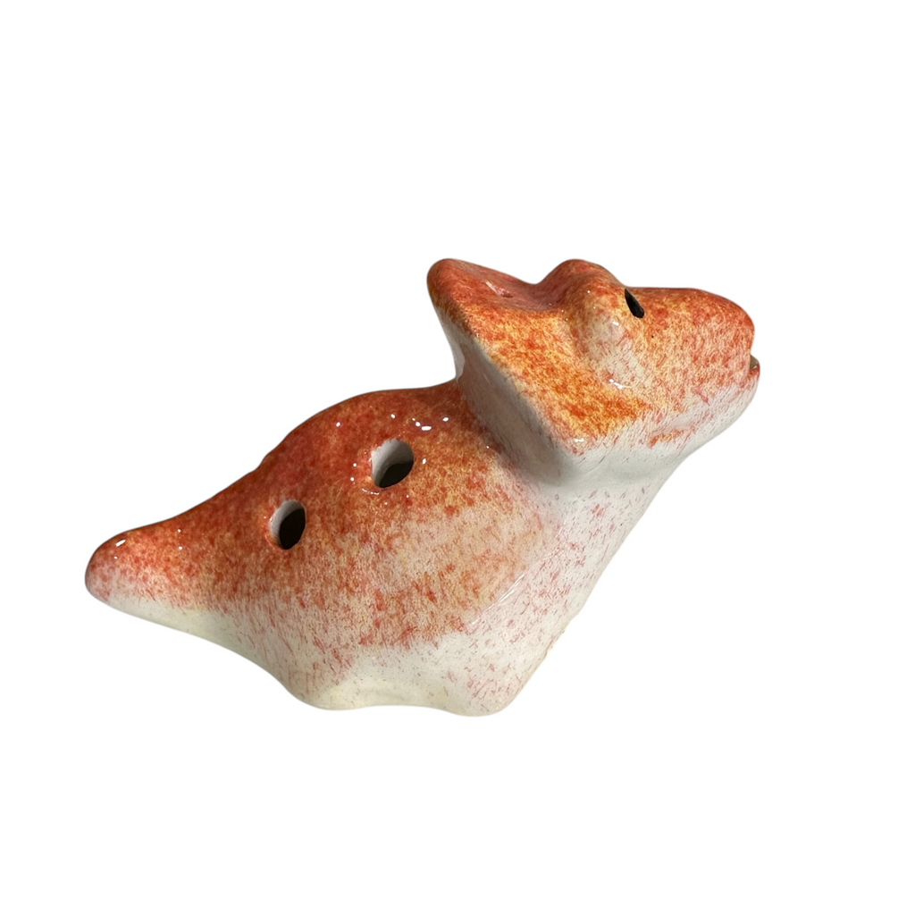 Ceramic Dinosaur Ocarina Orange Music Frog Co