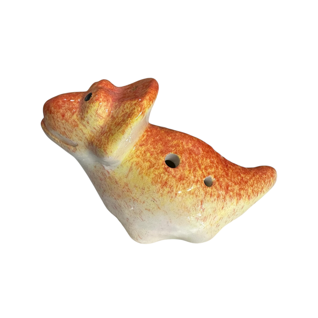 Ceramic Dinosaur Ocarina Orange Music Frog Co