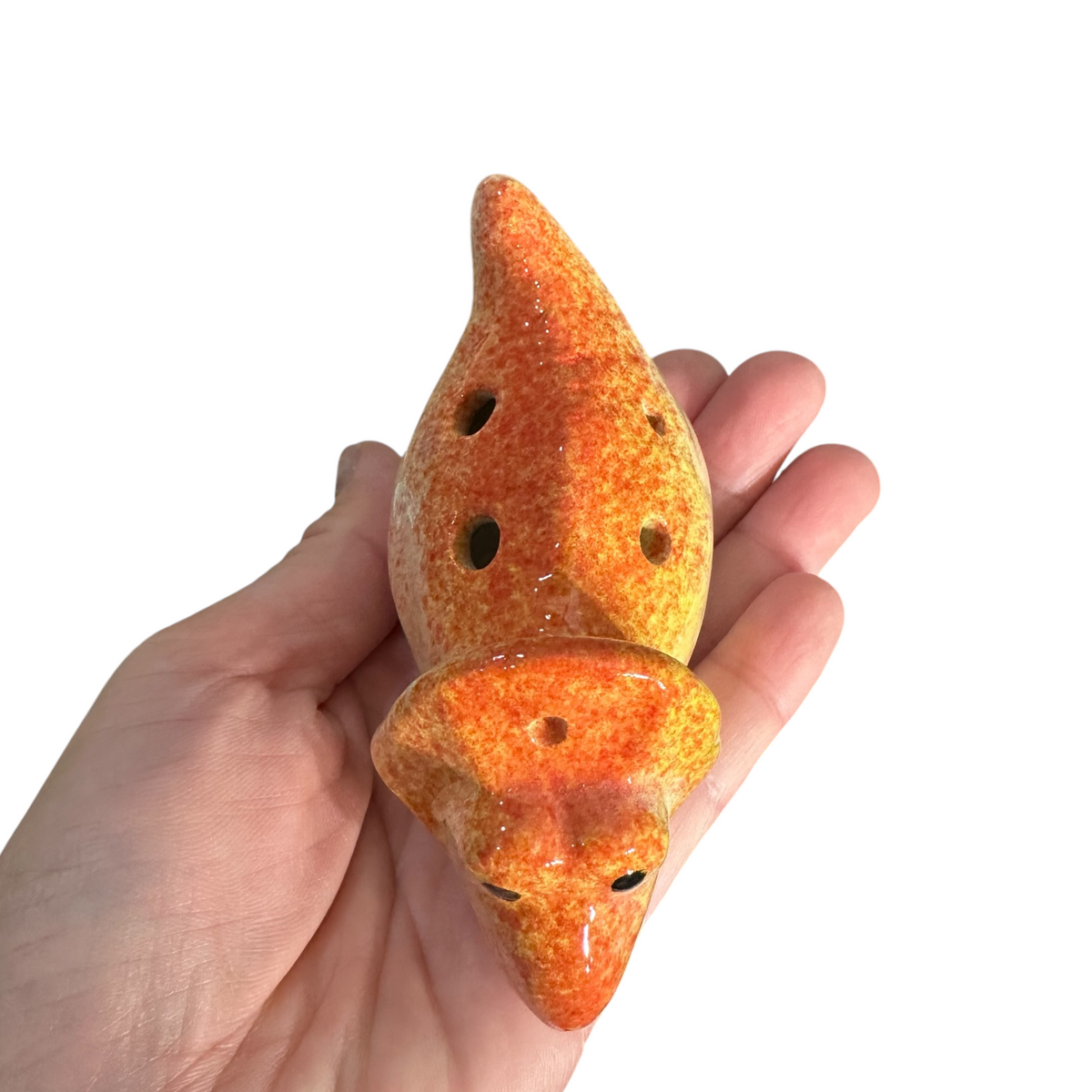 Ceramic Dinosaur Ocarina Orange Music Frog Co