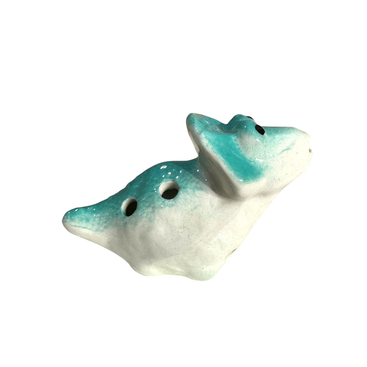 Ceramic Dinosaur Ocarina Teal Music Frog Co