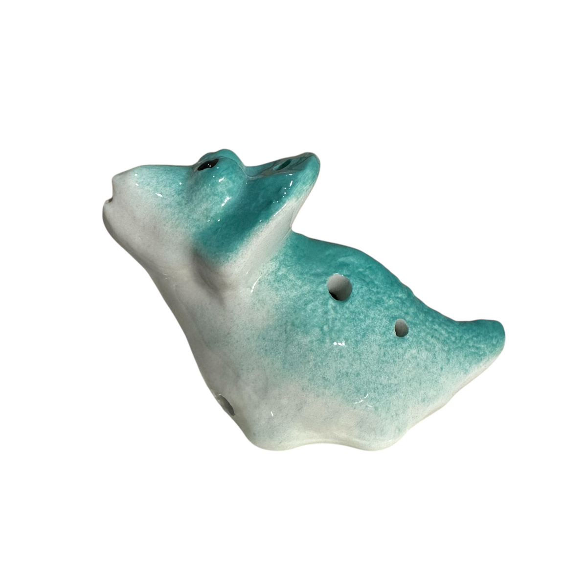 Ceramic Dinosaur Ocarina Teal Music Frog Co