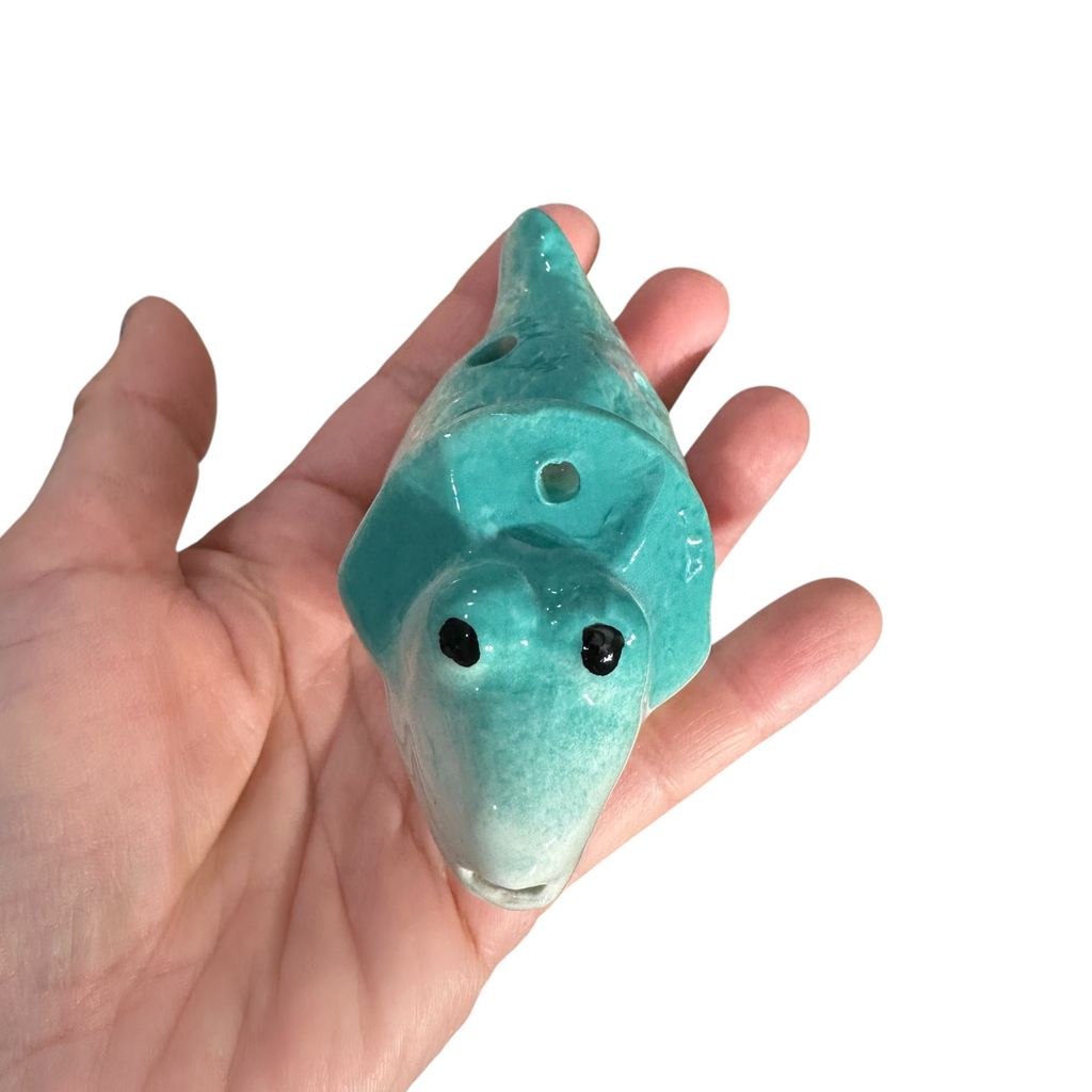 Ceramic Dinosaur Ocarina Teal Music Frog Co