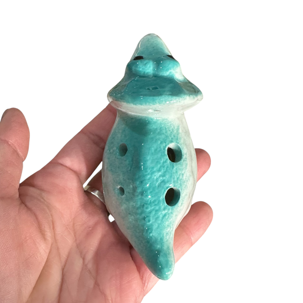 Ceramic Dinosaur Ocarina Teal Music Frog Co