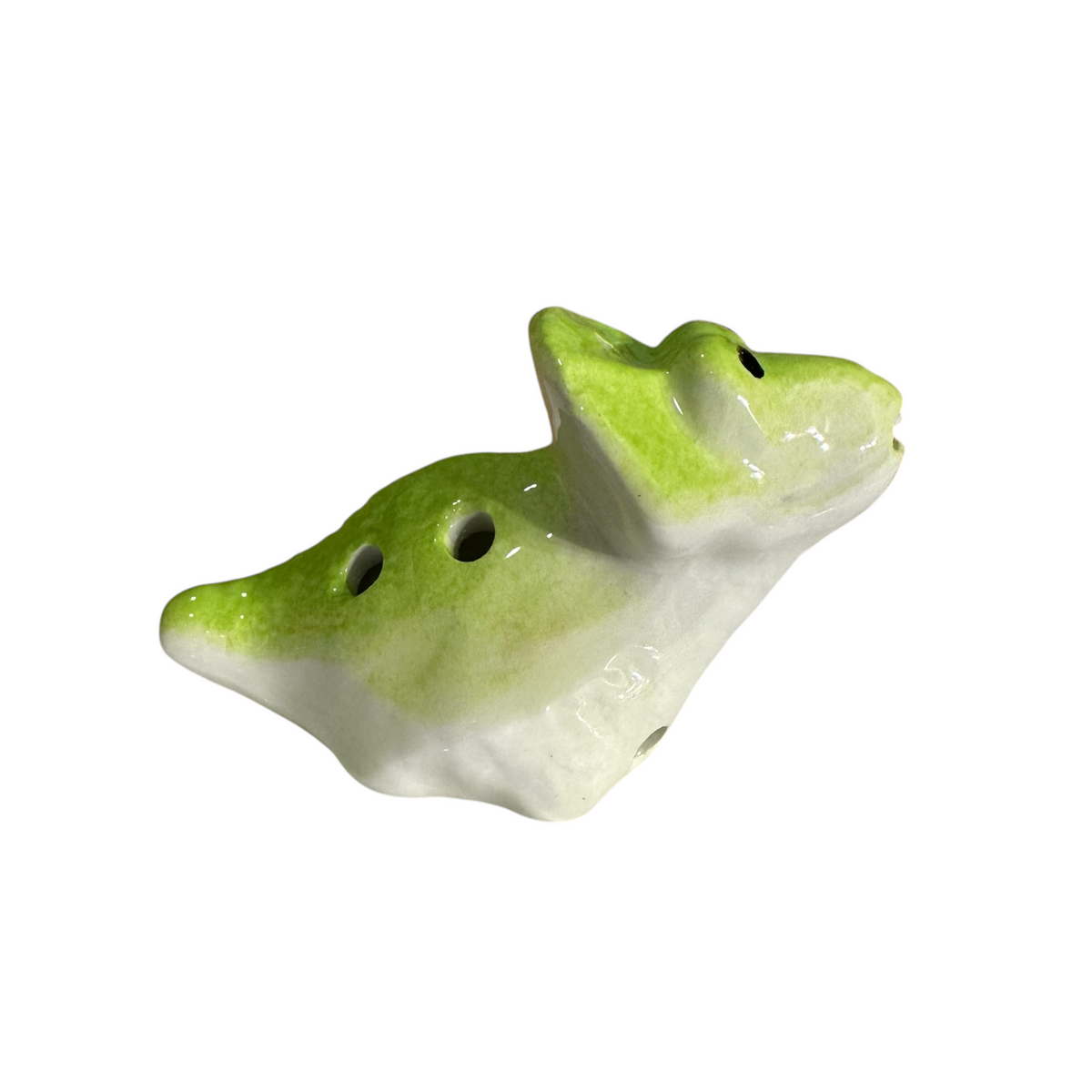 Ceramic Dinosaur Ocarina Green Music Frog Co